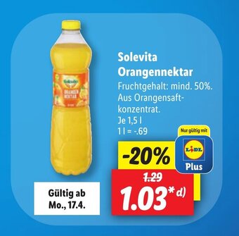 Lidl Solevita Orangennektar Angebot