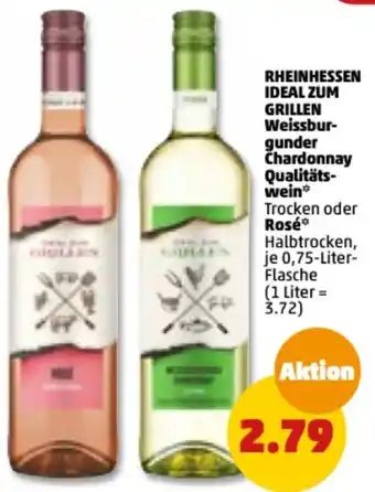 PENNY Rheinhessen Ideal zum Grillen Weissburgunder Chardonnay Qualitätswein oder Rosé 0,75 Liter Flasche Angebot