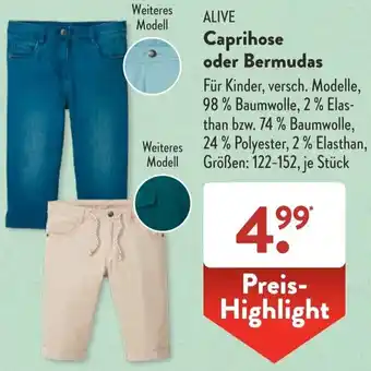 Aldi Süd Alive Caprihose oder Bermudas Angebot