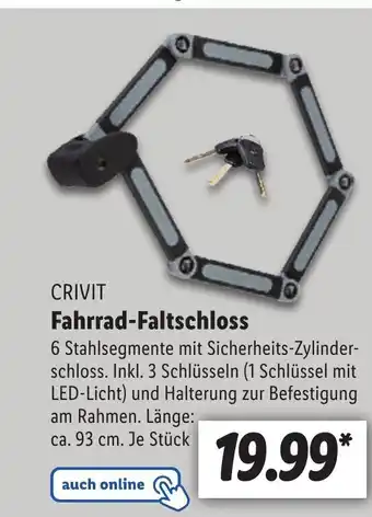 Lidl Crivit fahrrad-faltschloss Angebot