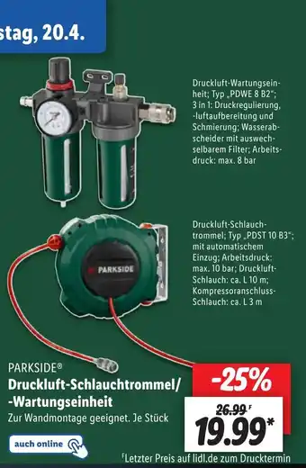 Lidl Parkside druckluft-schlauchtrommel/-wartungseinheit Angebot