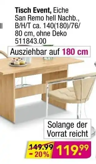 Möbel Boss Tisch Event Angebot