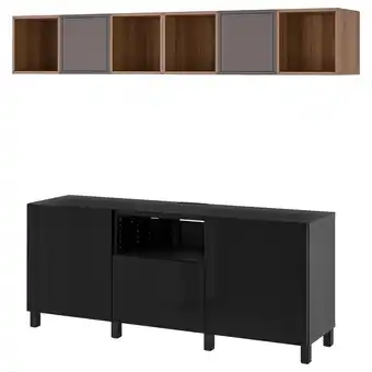 IKEA Bestå / eket tv-schrankkombination schwarzbraun dunkelgrau/nussbaumnachbildung Angebot