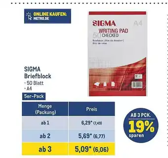 METRO Sigma briefblock Angebot