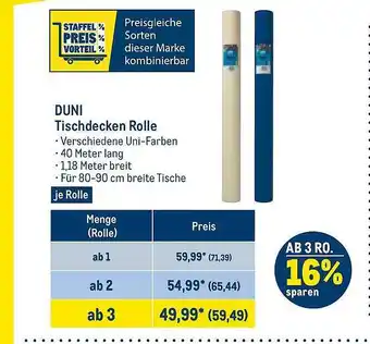 METRO Duni tischdecken rolle Angebot