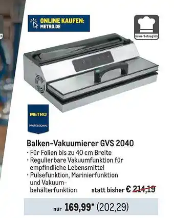 METRO Balken-vakuumierer gvs 2040 Angebot
