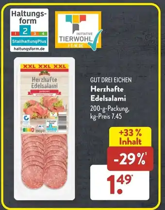 Aldi Süd Gut Drei Eichen Herzhafte Edelsalami 200 g Packung Angebot