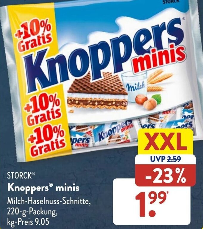 Storck Knoppers Minis 220 g Packung Angebot bei Aldi Süd