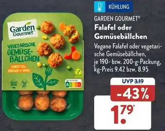 Aldi Süd Garden Gourmet Falafel oder Gemüsebällchen 190-200 g Packung Angebot