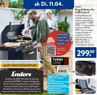 Aldi Süd Enders Gasgrill Boston Pro 4 KR Turbo II Angebot