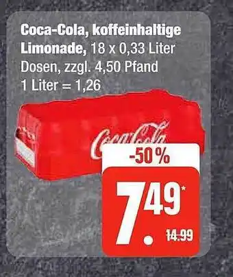 Edeka Frischemarkt Coca-cola, koffeinhaltige limonade Angebot