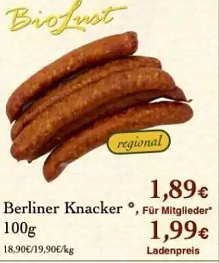 LPG Biomarkt Berliner knacker Angebot