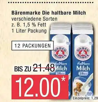 Marktkauf Bärenmarke die haltbare milch Angebot