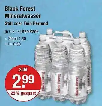 V Markt Black forest mineralwasser still oder fein perlend Angebot