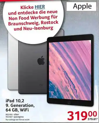 Selgros Apple ipad 10.2 9. generation, 64 gb, wifi Angebot