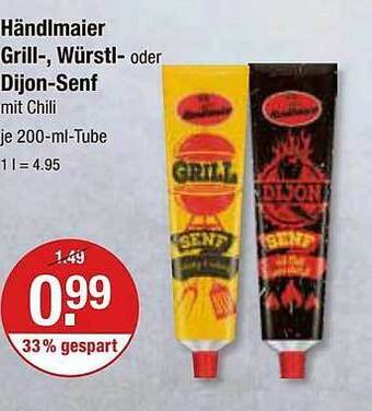 V Markt Händlmaier grill, würstl oder dijon senf Angebot