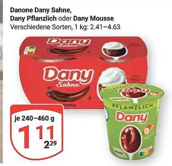 Globus Danone dany sahne, dany pflanzlich oder dany mousse Angebot