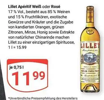 Globus Lillet apéritif weiß oder rosé Angebot