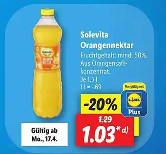 Lidl Solevita orangennektar Angebot