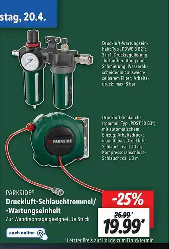 Lidl Parkside drucluft-schlauchtrommel oder -wartungseinheit Angebot