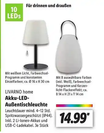 Lidl Livarno home akku-led-außentischleuchte Angebot