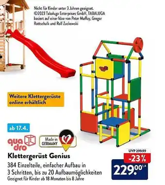 Aldi Nord Quadro klettergerüst genius Angebot