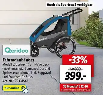 Lidl Queridoo fahrradanhänger sportrex 1 Angebot