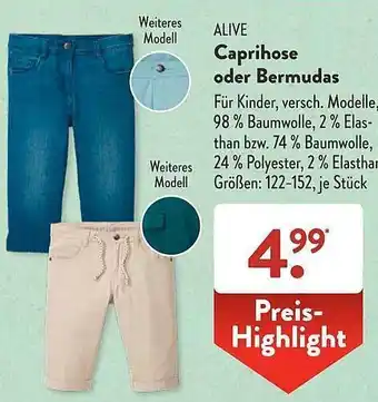 Aldi Süd Alive caprihose oder bermudas Angebot