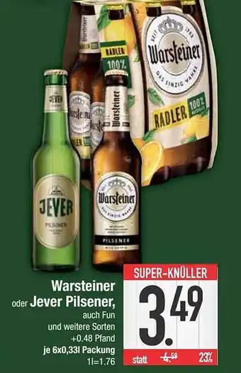 E-Center Warsteiner oder jever pilsener Angebot