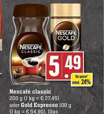 Scheck-in-Center Nescafé classic oder gold espresso Angebot