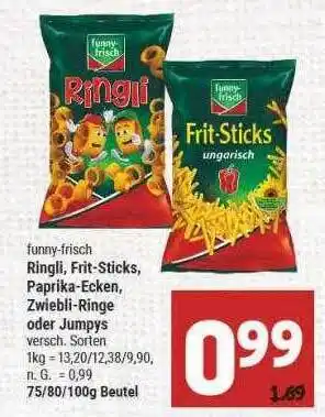 Marktkauf Funny-frisch ringli, frit-sticks, paprika-ecken, zwiebli-ringe oder jumpys Angebot