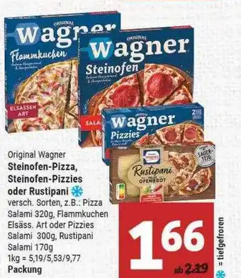 Marktkauf Original wagner steinofen-pizza, steinofen-pizzies oder rustipani Angebot