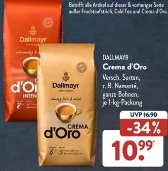 Aldi Süd Dallmayr Crema d'Oro 1 kg Packung Angebot