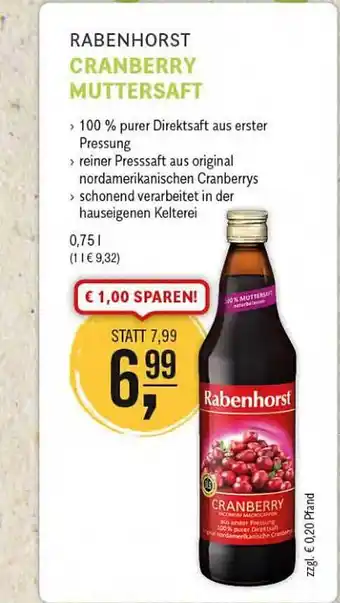 Reformhaus Bacher Cranberry Muttersaft Angebot