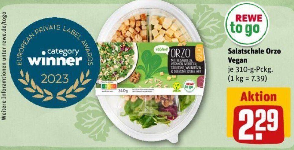REWE to go Salatschale Orzo 310g Angebot bei REWE Kaufpark