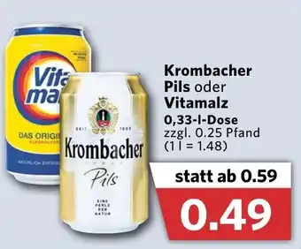 Combi Krombacher Pils oder Vitamalz 0,33L Angebot