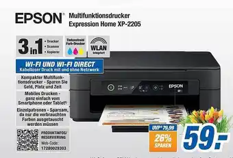 Expert Bening Epson multifunktionsdrucker expression home xp-2205 Angebot