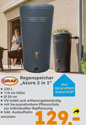 Globus Baumarkt Graf regenspeicher „azura 2 in 1“ Angebot