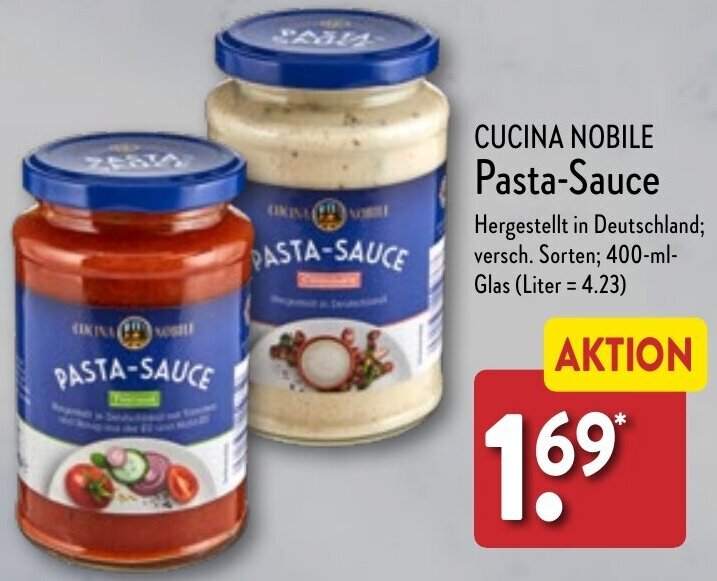 Cucina Nobile Pasta Sauce 400 ml Glas Angebot bei Aldi Nord