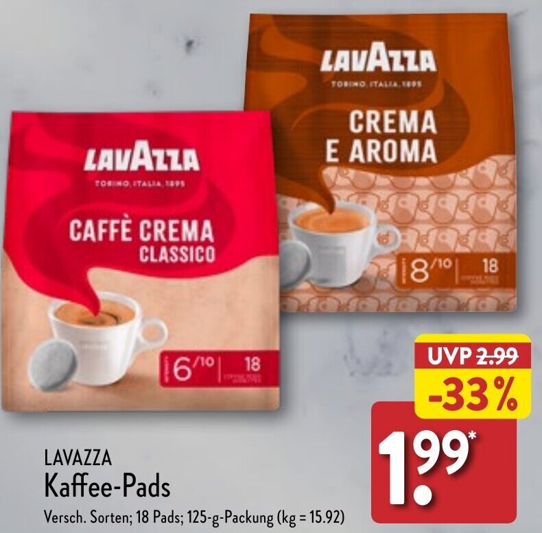 Lavazza Kaffee Pads 125 g Packung Angebot bei Aldi Nord