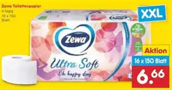 Netto Marken-Discount Zewa Toilettenpapier 4-lagig, 16x150 Blatt Angebot