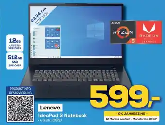 Euronics Berlet Lenovo IdeaPad 3 Notebook Angebot