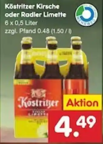Netto Marken-Discount Köstritzer Kirsche oder Radler Limette 6 x 0,5 Liter Angebot