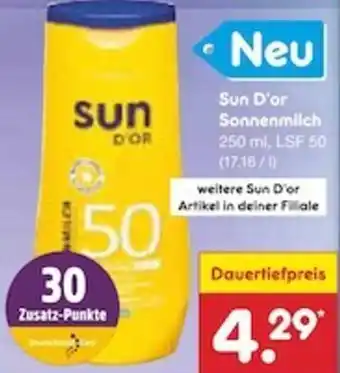 Netto Marken-Discount Sun D'or Sonnenmilch 250 ml Angebot