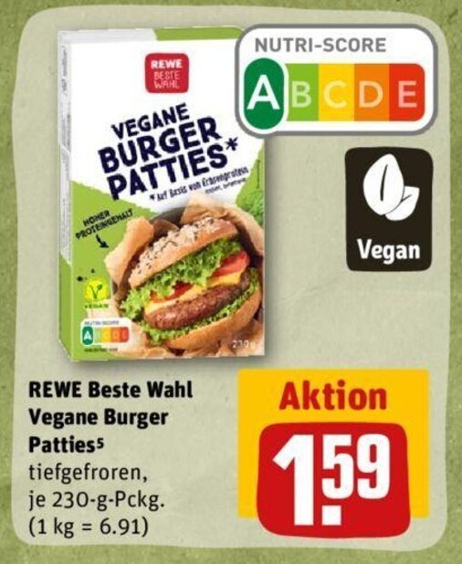 REWE Beste Wahl Vegane Burger Patties 230g Angebot bei REWE Kaufpark