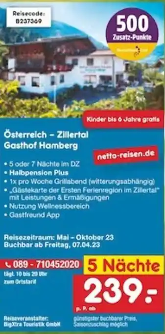 Netto Marken-Discount Österreich - Zillertal Gasthof Hamberg Angebot