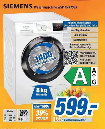 Expert Bening Siemens waschmaschine wm14nk73ex Angebot