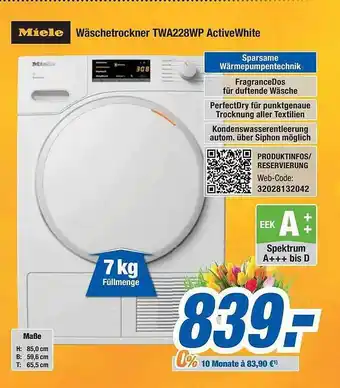 Expert Bening Miele wäschetrockner twa228wp activewhite Angebot
