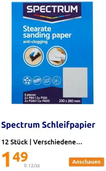 Action Spectrum Schleifpapier 12 Stück Angebot