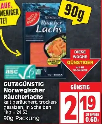 Edeka Gut & Günstig Norwegischer Räucherlachs 90g Packung Angebot